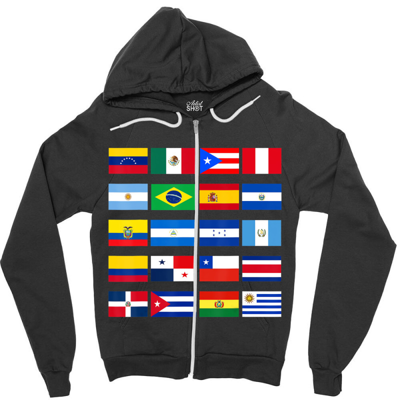 All Latin American Flags Latino Hispanic Heritage Zipper Hoodie by ravand | Artistshot