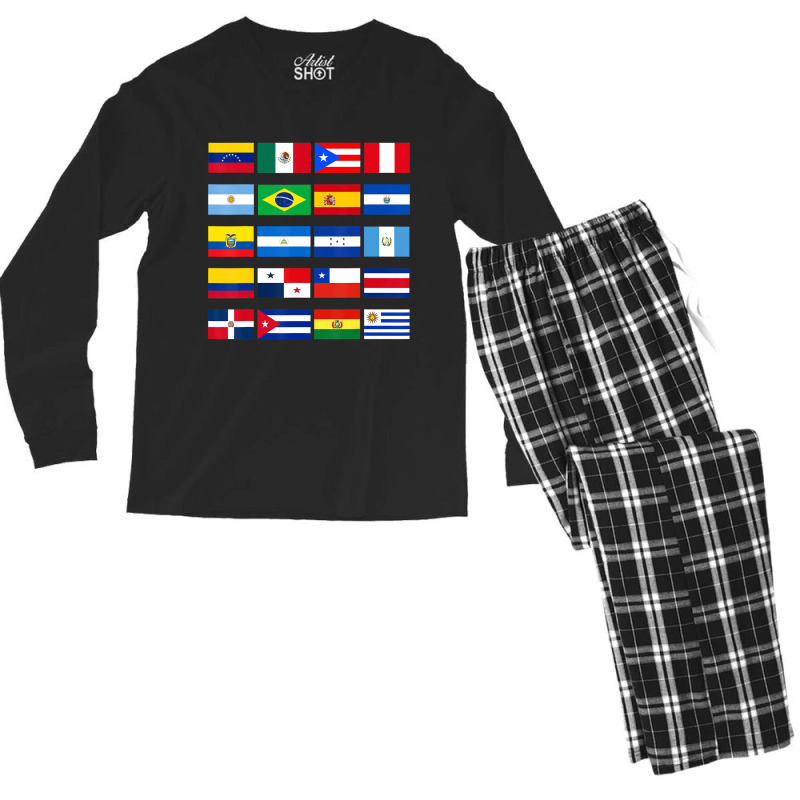 All Latin American Flags Latino Hispanic Heritage Men's Long Sleeve Pajama Set by ravand | Artistshot