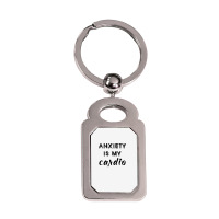 Anxiety Is My Cardio T Shirt Silver Rectangle Keychain | Artistshot