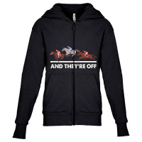 Horse Racing Tees   And They're Off Horse Racing T Youth Zipper Hoodie | Artistshot