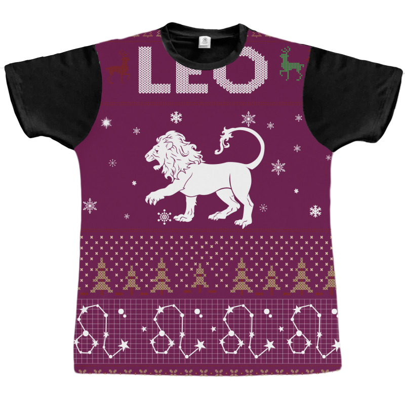 Leo Christmas Ugly Sweater Graphic T-shirt | Artistshot