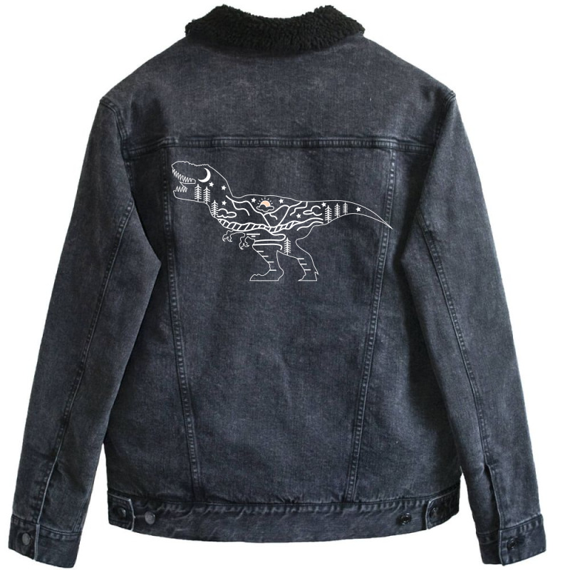 T Rex Forest For Dark Unisex Sherpa-Lined Denim Jacket by autlu2024 | Artistshot