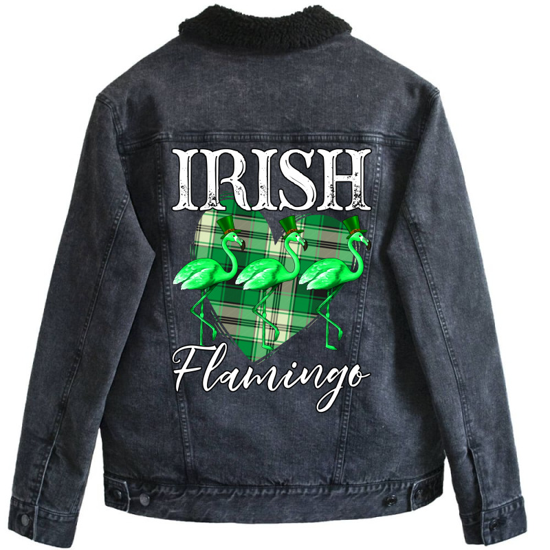 Irish Flamingo For Dark Unisex Sherpa-lined Denim Jacket | Artistshot