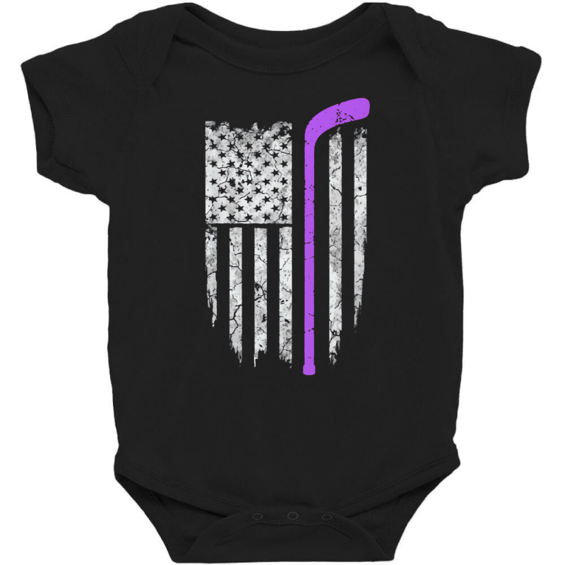 Hockey Fight Cancer American Flag Pullover Hoodie Baby Bodysuit by validokel | Artistshot