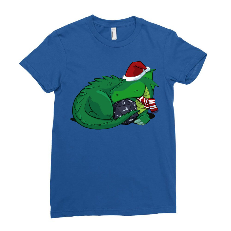 D20 Green Dragon Holiday Edition Ladies Fitted T-Shirt by lapebiehle | Artistshot