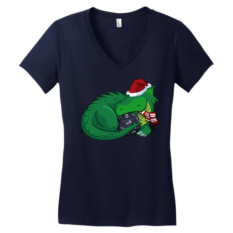 D20 Green Dragon Holiday Edition Women's V-Neck T-Shirt by lapebiehle | Artistshot