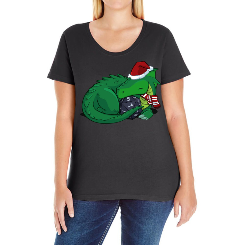 D20 Green Dragon Holiday Edition Ladies Curvy T-Shirt by lapebiehle | Artistshot