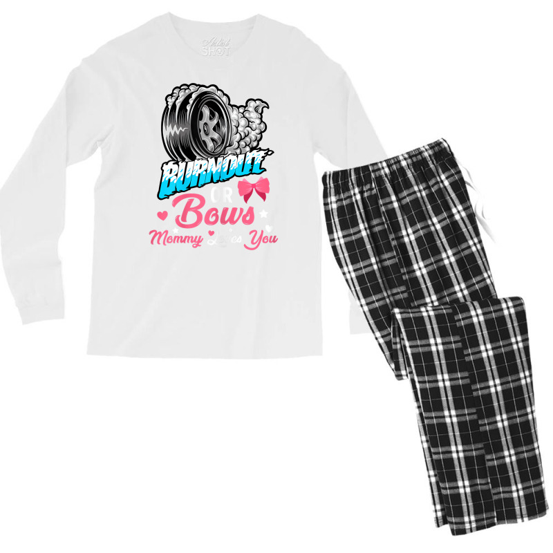 Womens Burnout Or Bows Gender Reveal Baby Party An Men's Long Sleeve Pajama Set | Artistshot