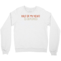 Mom Mama Retro Funny Half Of My Heart Is Deployed Crewneck Sweatshirt | Artistshot