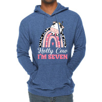 Holy Cow Im Seven Birthday Girl Outfit 7th Bday Fo Lightweight Hoodie | Artistshot