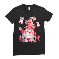 Cute Women Flower Pig Lover Gnome Pink Pig Lover F Ladies Fitted T-shirt | Artistshot