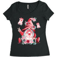 Cute Women Flower Pig Lover Gnome Pink Pig Lover F Women's Triblend Scoop T-shirt | Artistshot