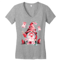 Cute Women Flower Pig Lover Gnome Pink Pig Lover F Women's V-neck T-shirt | Artistshot