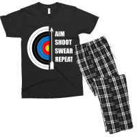 Archery Aim Shoot Swear Repeat Target Arrow Funny Men's T-shirt Pajama Set | Artistshot