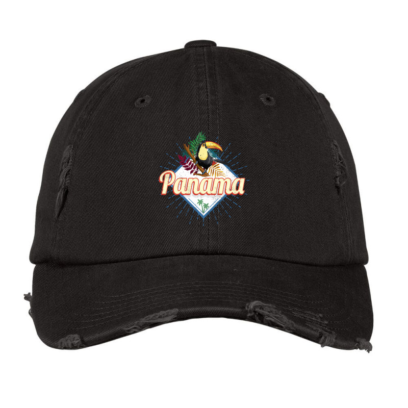 Panama City Toucan Retro Palm Trees Vintage Souven Vintage Cap by karynadreck | Artistshot