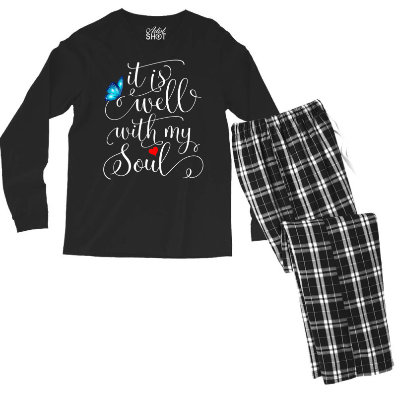 It Is Well With My Soul Butterfly T Shirt Men's Long Sleeve Pajama Set | Artistshot