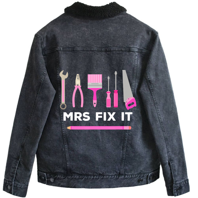 Mrs Fix It Handy Women T Shirt Unisex Sherpa-Lined Denim Jacket by bettincam | Artistshot