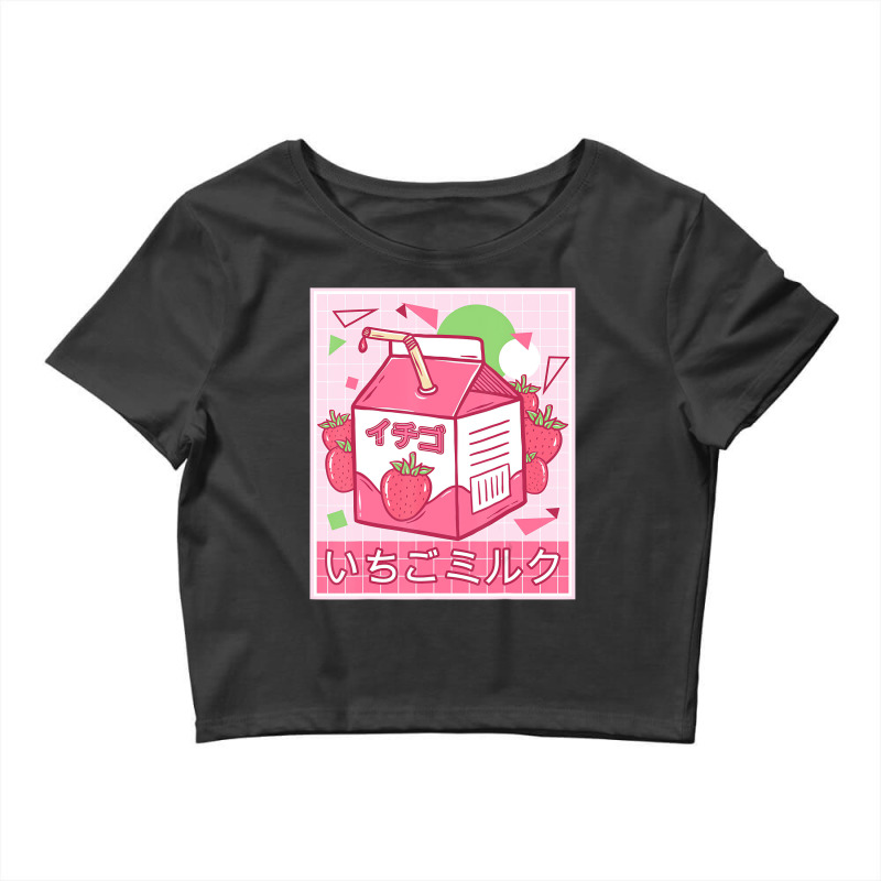 Funny Retro Japanese Kawaii Strawberry Milkshake 9 Crop Top by voutsro | Artistshot