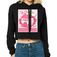 Funny Retro Japanese Kawaii Strawberry Milkshake 9 Cropped Hoodie | Artistshot