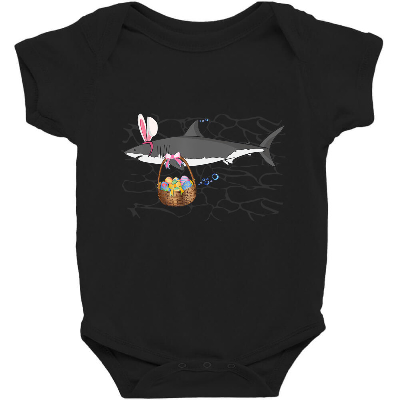 Funny Shark With Easter Basket And Bunny Ears East Baby Bodysuit by voutsro | Artistshot