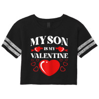 Womens My Son Is My Valentine Valentines Day Heart Scorecard Crop Tee | Artistshot