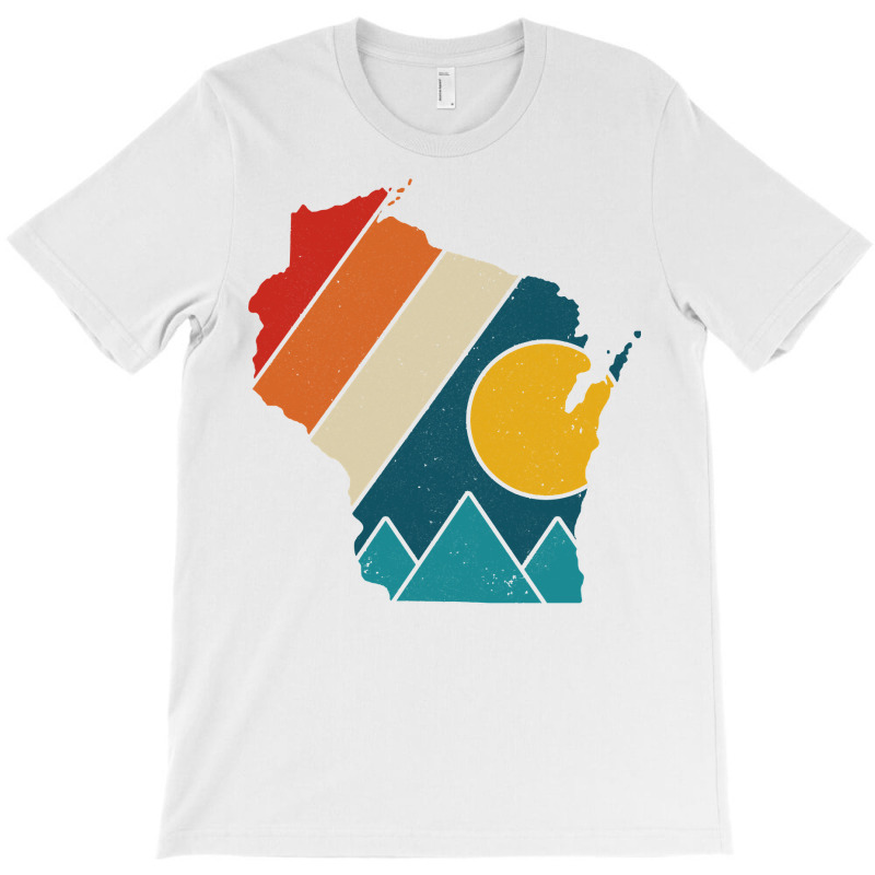 Wisconsin Vintage State Map Mountains Hiking Pride T-shirt | Artistshot