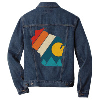 Wisconsin Vintage State Map Mountains Hiking Pride Men Denim Jacket | Artistshot