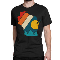 Wisconsin Vintage State Map Mountains Hiking Pride Classic T-shirt | Artistshot