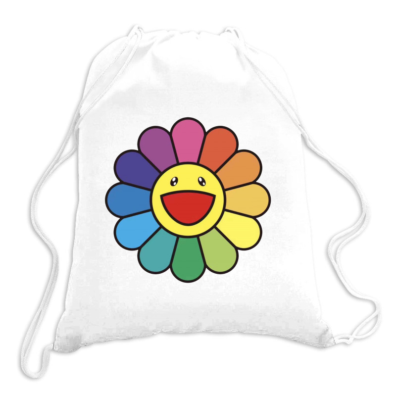 Takashi Murakami Flower Rainbow Drawstring Bags. By Artistshot