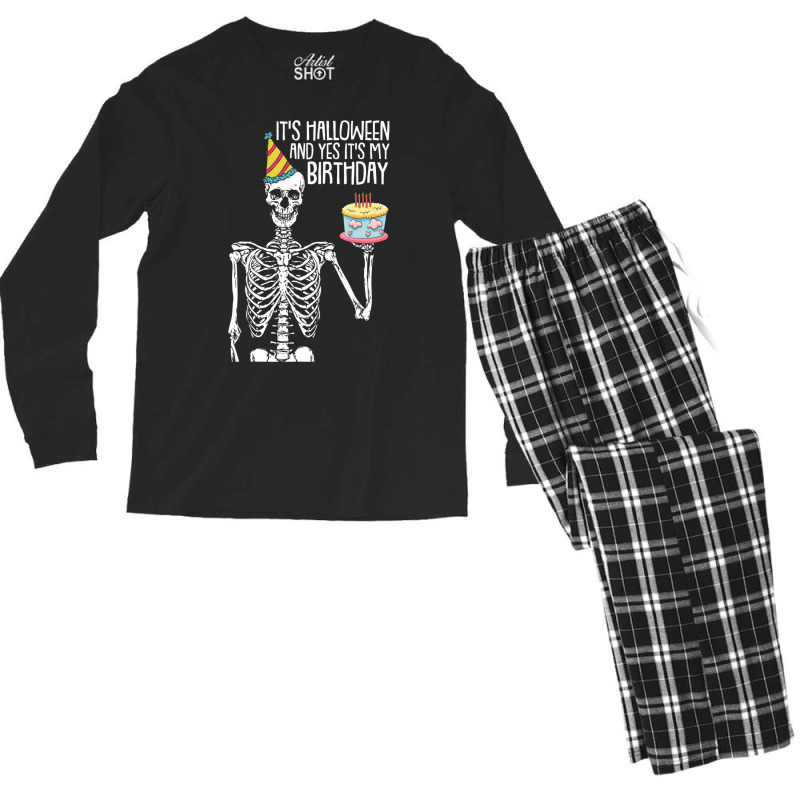 Its Halloween And Yes Its My Birthday Lazy Costume Men's Long Sleeve Pajama Set | Artistshot