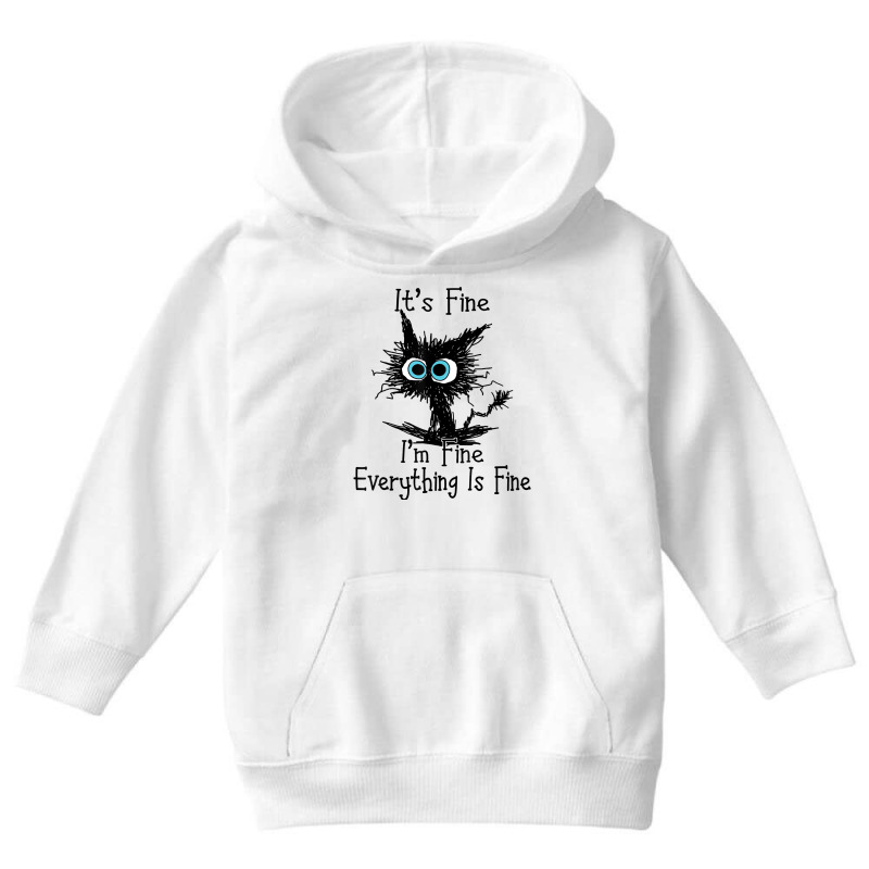 It's Fine I'm Fine Everything Is Fine Funny Black Youth Hoodie | Artistshot