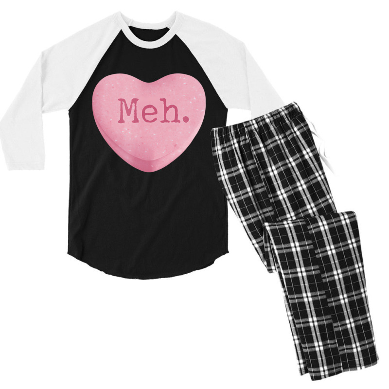 Funny Single Ladies Valentines Day Candy Heart T S Men's 3/4 Sleeve Pajama Set | Artistshot