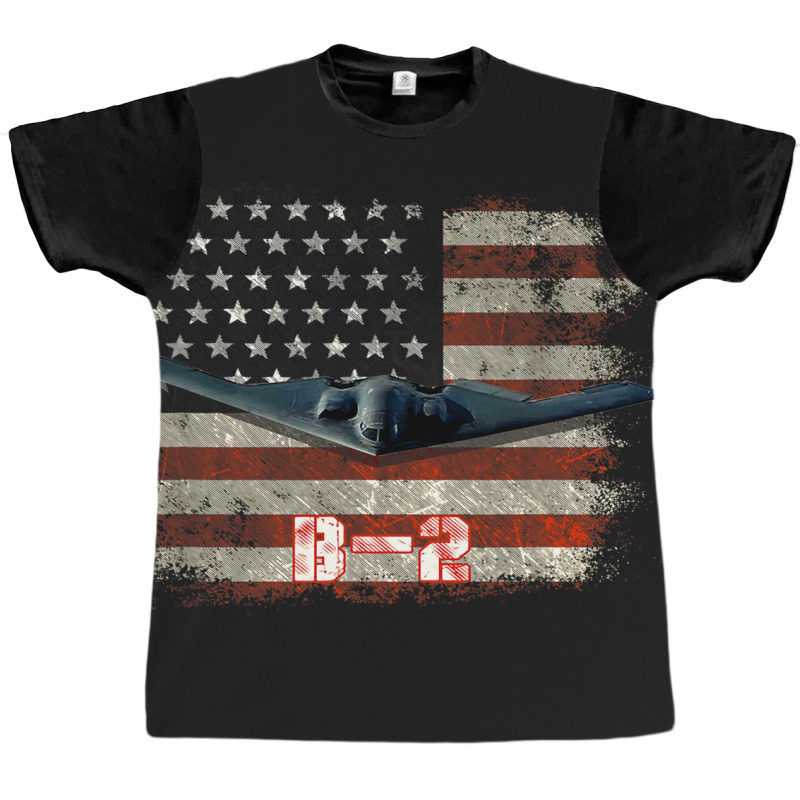 B2 Spirit Stealth Bomber Jet Plane Us Flag Pilot V Graphic T-shirt | Artistshot