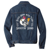 Never Drink With Your Shooting Hand Skeleton Drink Men Denim Jacket | Artistshot