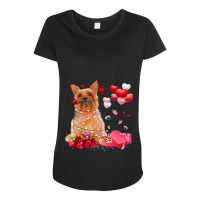 Funny Silky Terrier Rose Heart Happy Valentine Day Maternity Scoop Neck T-shirt | Artistshot