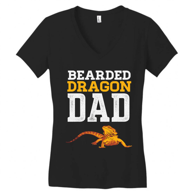 Bearded Dragon Dad Funny Pet Reptile Lizard Lover Women's V-Neck T-Shirt by AURRADILLARD | Artistshot