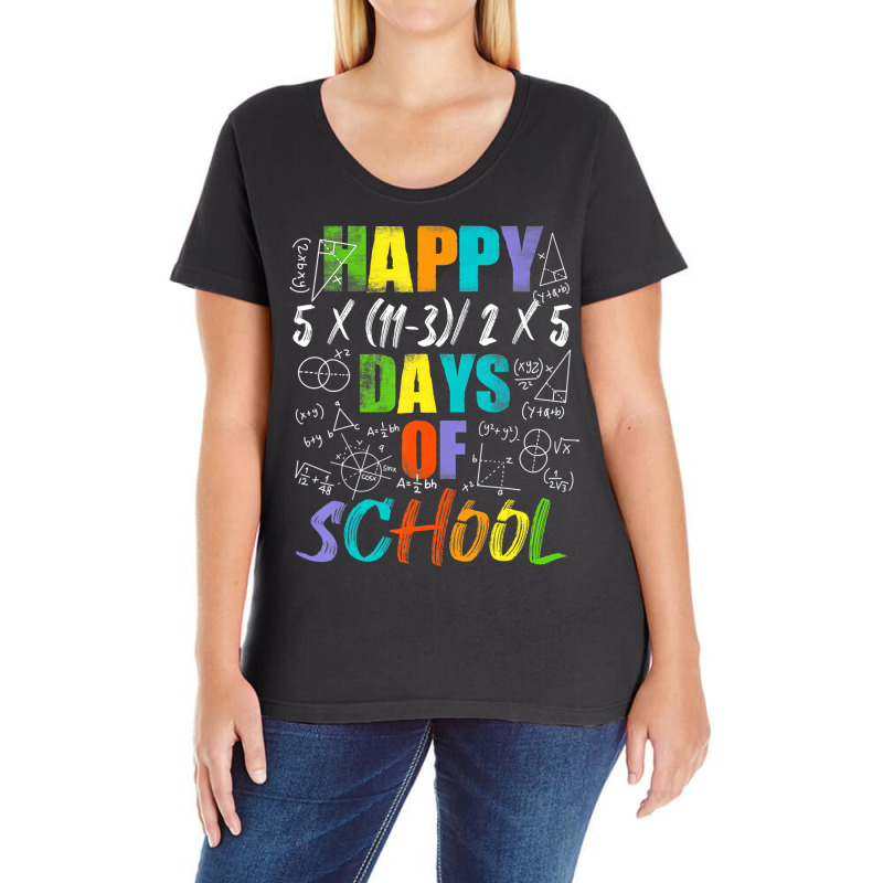 Math Teacher Happy 100th Day Of School Equations T Ladies Curvy T-Shirt by catricegar | Artistshot