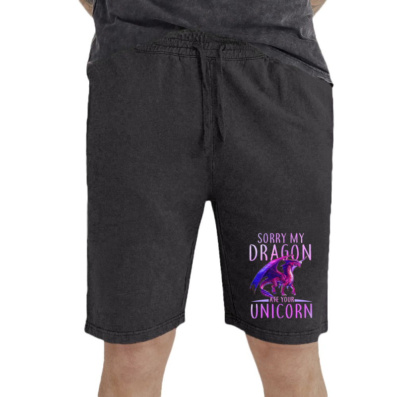 Funny Sorry My Dragon Ate Your Unicorn Vintage Short by whoretacarpal | Artistshot