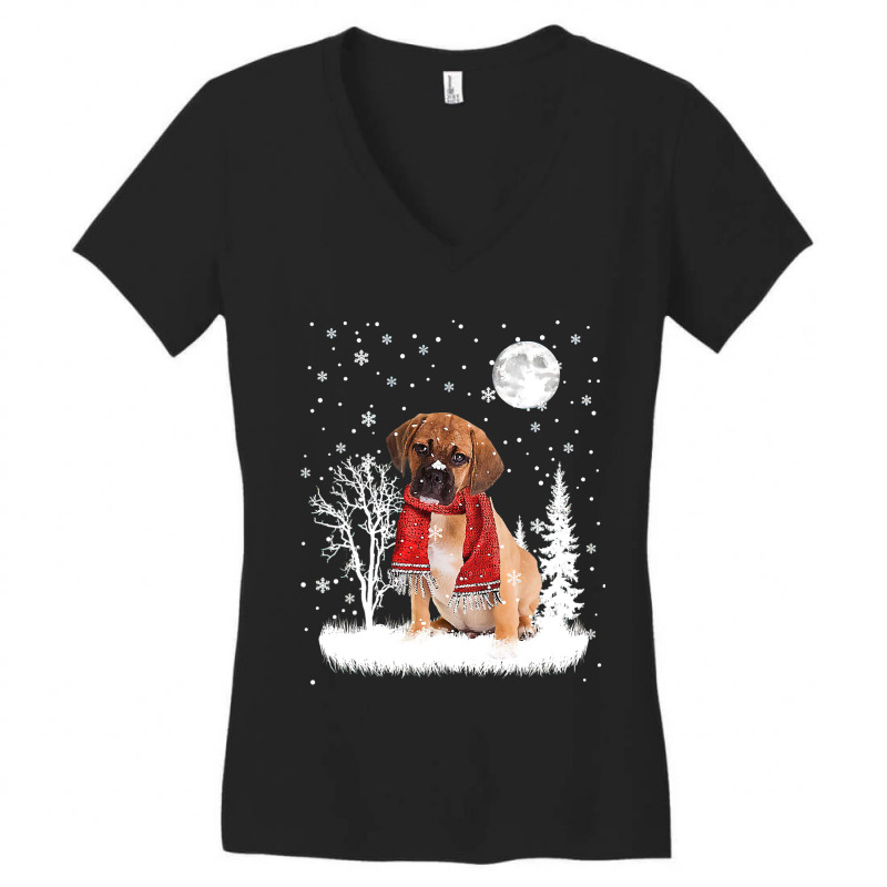 Puggle Under Moonlight Snow Christmas Pajama 332 Women's V-Neck T-Shirt by whoretacarpal | Artistshot