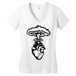 heart and nuclear explosion Women's V-Neck T-Shirt | Artistshot