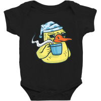 Duck Animal Bird With Coffee Drinking Funny Coffee Baby Bodysuit | Artistshot