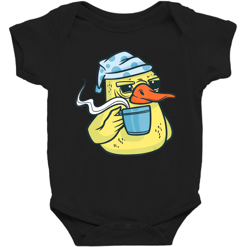 Duck Animal Bird With Coffee Drinking Funny Coffee Baby Bodysuit by chomibe | Artistshot