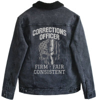 Corrections Officer Firm Fair Consistent Thin Silv Unisex Sherpa-lined Denim Jacket | Artistshot