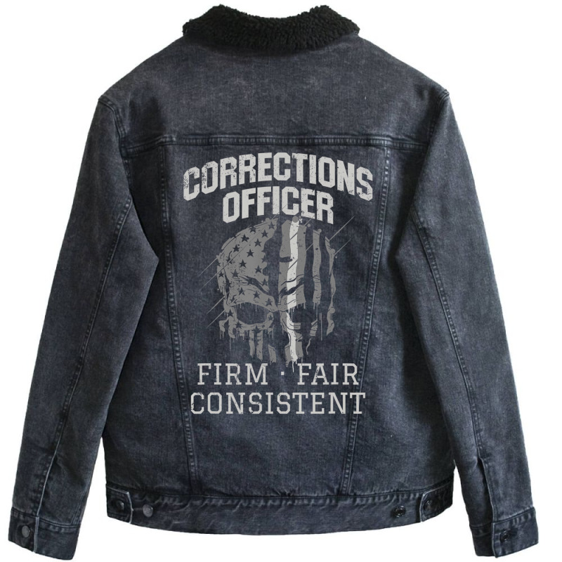 Corrections Officer Firm Fair Consistent Thin Silv Unisex Sherpa-Lined Denim Jacket by hausch | Artistshot