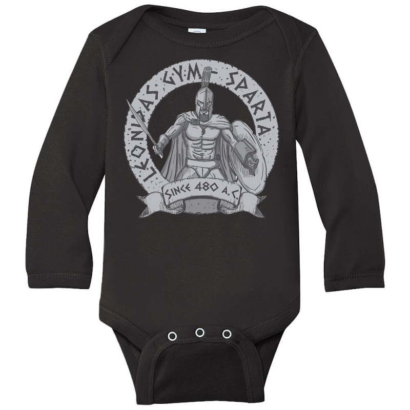 Leonidas Spartans Gym Long Sleeve Baby Bodysuit by Denz. | Artistshot