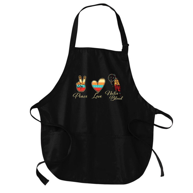 Peace Love Native Blood   Indigenous People Homela Medium-length Apron | Artistshot