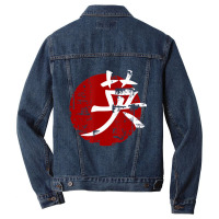 Courage Symbol Distressed Aged Worn Look Oriental Men Denim Jacket | Artistshot