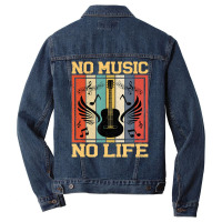 No Music No Life Musical Notes Musician T Shirt Men Denim Jacket | Artistshot