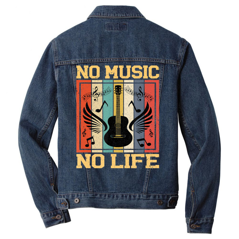 No Music No Life Musical Notes Musician T Shirt Men Denim Jacket by fieyzacik | Artistshot