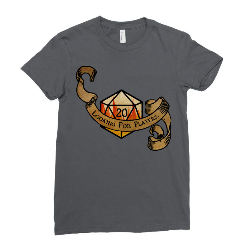 Looking For Players Flaming D20 T Shirt Ladies Fitted T-Shirt by amadionellia | Artistshot